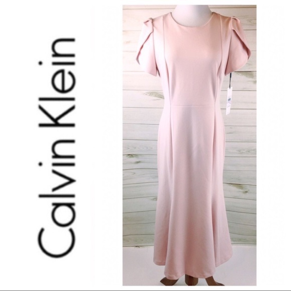 NWT Calvin Klein Pink Tulip Dress With Flare size 8